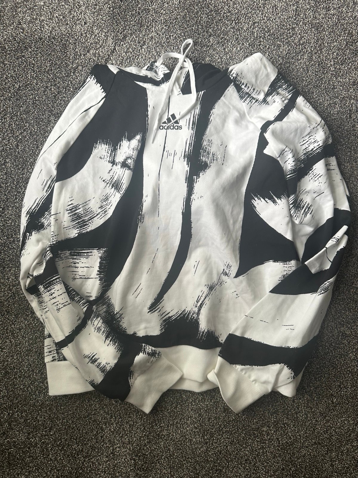 Adidas white black paint stripe hoodie