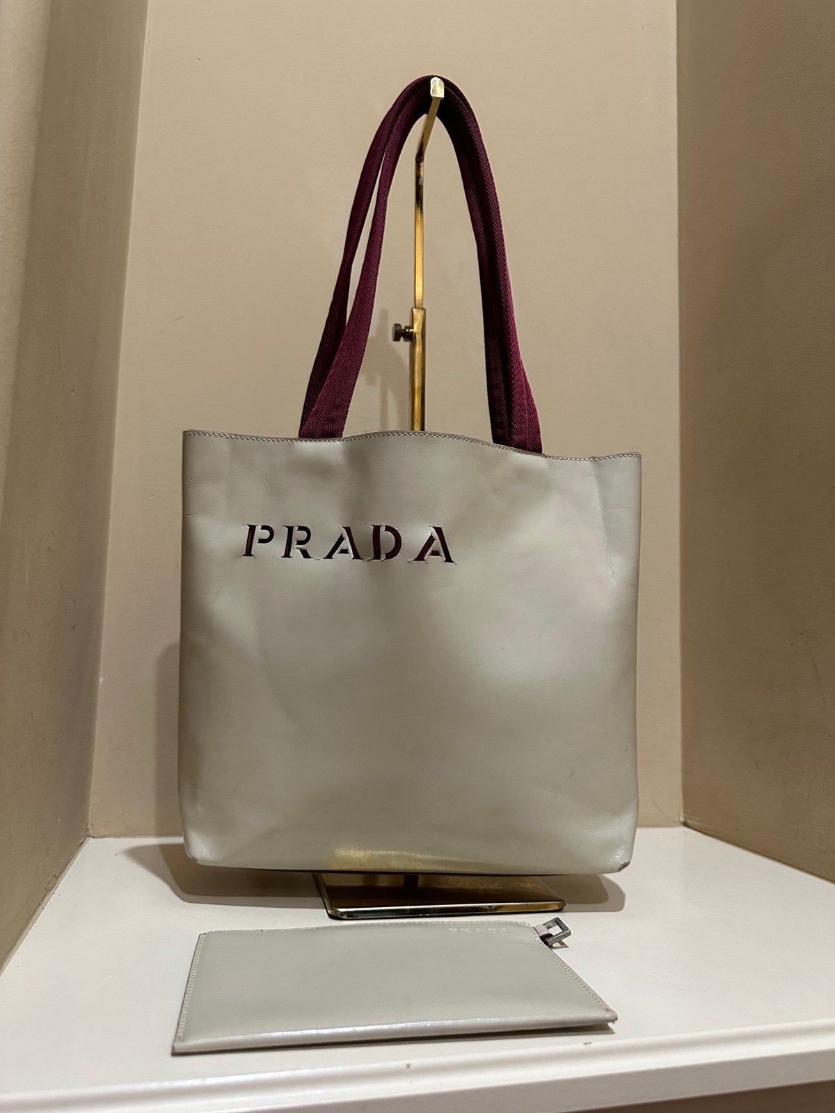Prada Vitello Vintage Shopping Tote and Pouch