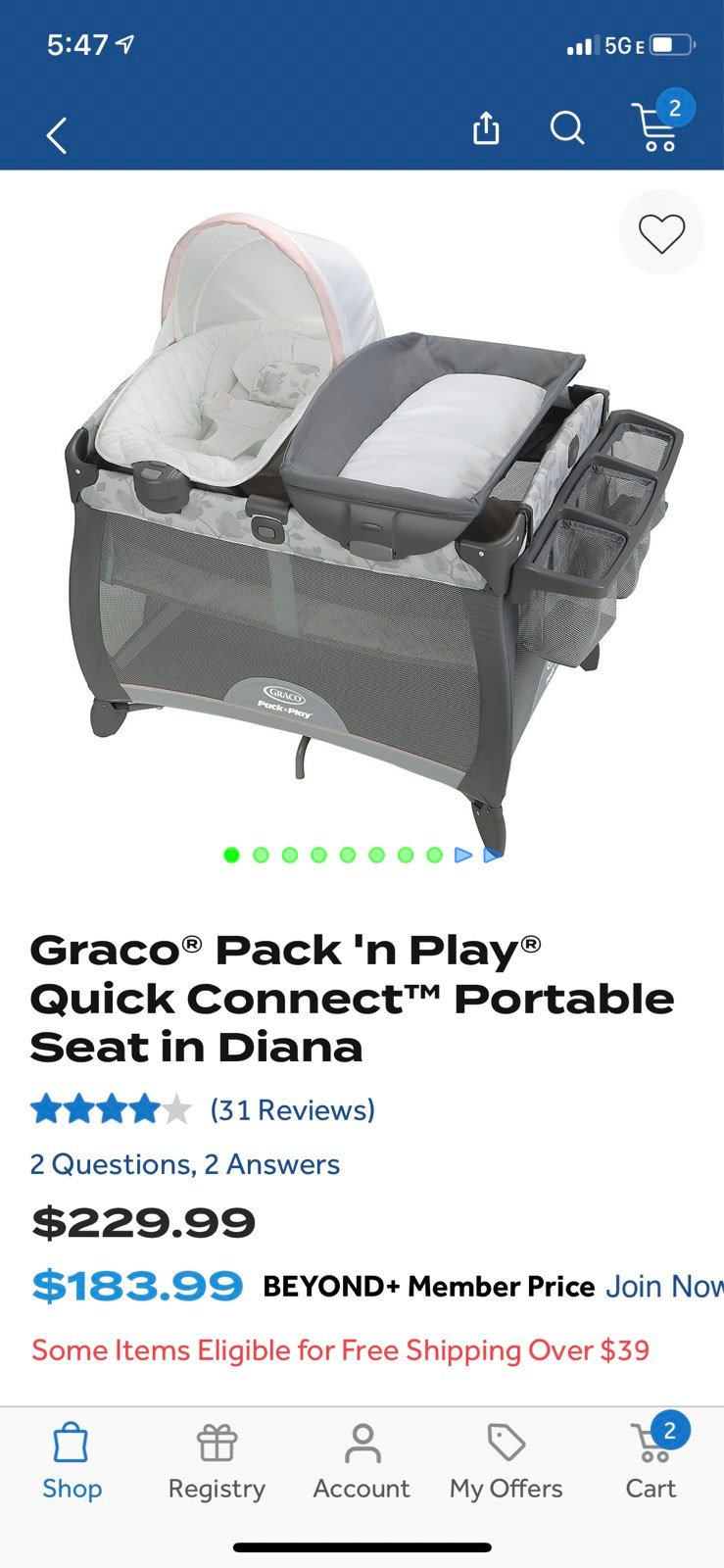 Graco pack and play