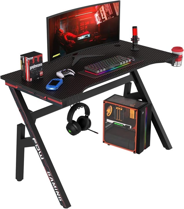 Gaming Desk Computer Desk 47 Inch Home Office Desk Extra Large Modern Ergonomic