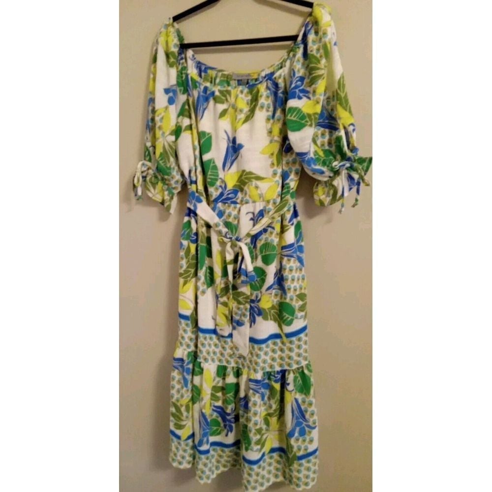Figueroa And Flower Women Peasant Floral Print Boho Dress Size Large