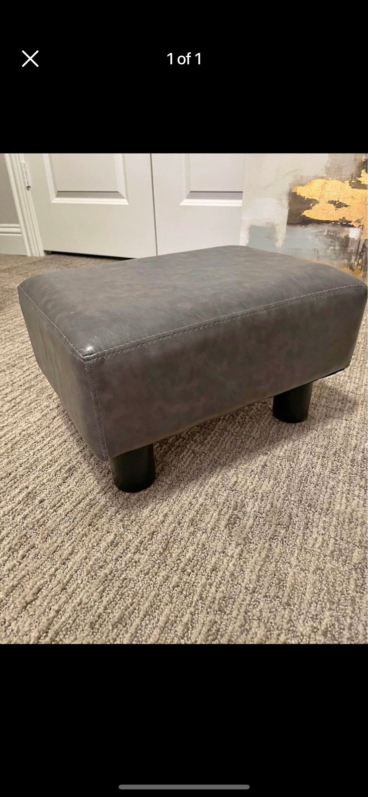 Grey leather Ottoman