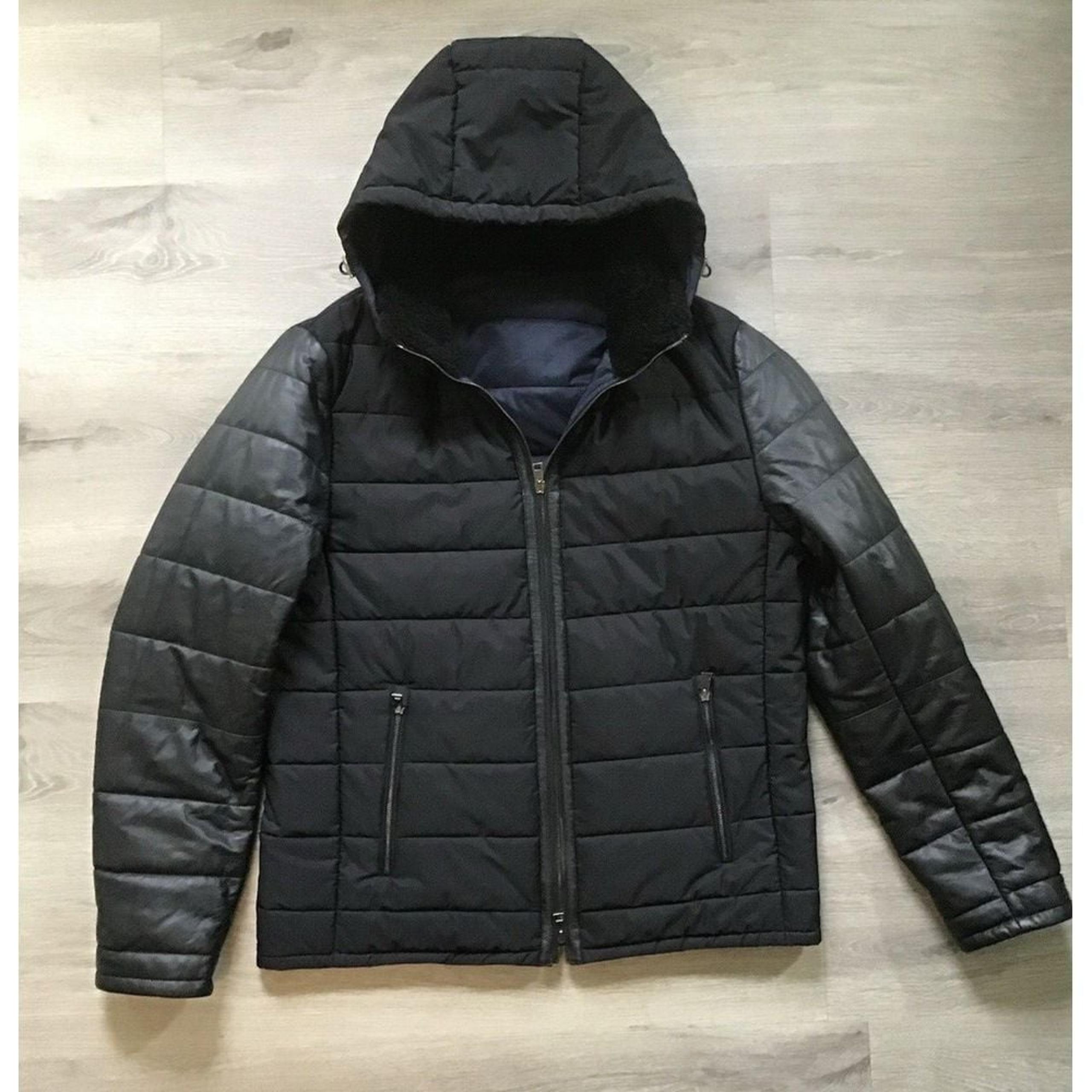 Saks Fifth Avenue Men's Black 42 Regular Puffer Jacket Hooded