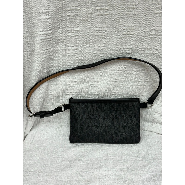 Michael Kors Black Signature Print Belt Bag Purse NWT #46936