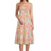 J Marie Ava Marie smocked Floral Print convertible tiered skirt dress SZ L