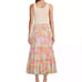 J Marie Ava Marie smocked Floral Print convertible tiered skirt dress SZ L