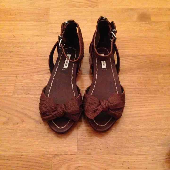 Brown Miu Miu Peeptoe Sandals