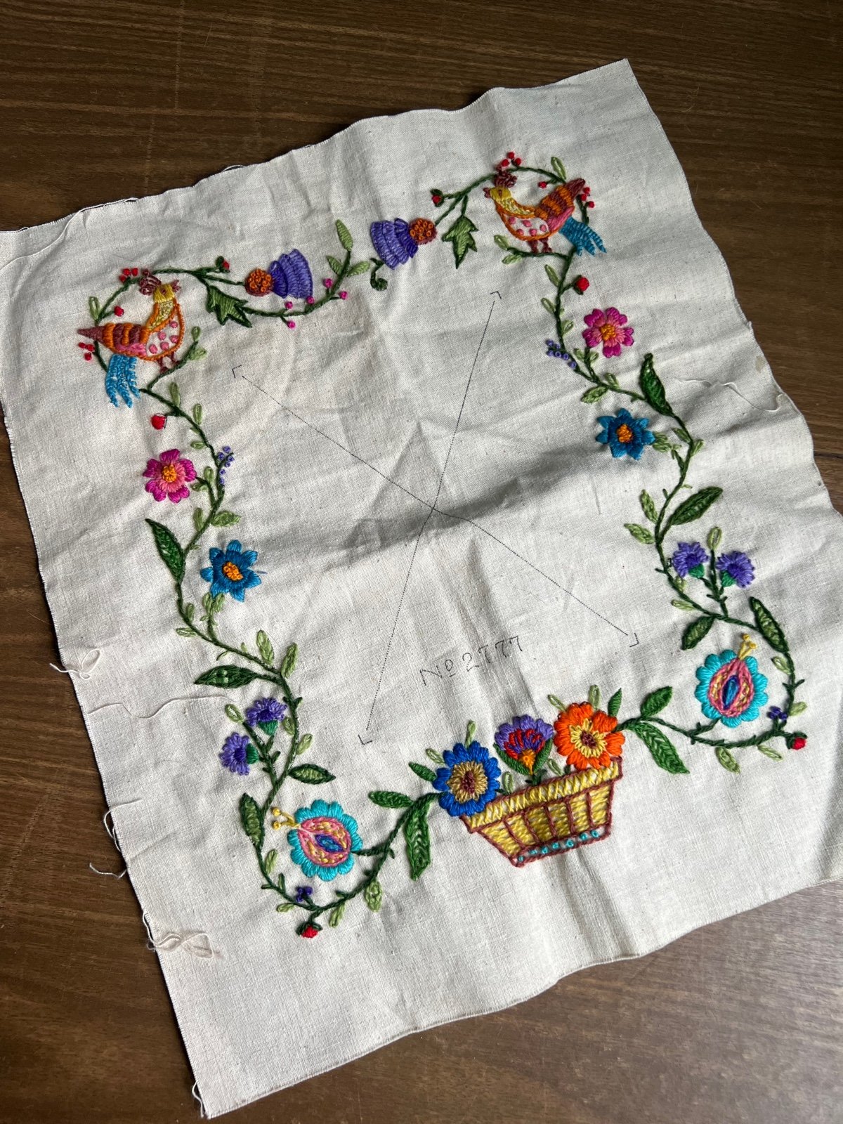 VTG 70s floral crewel frame