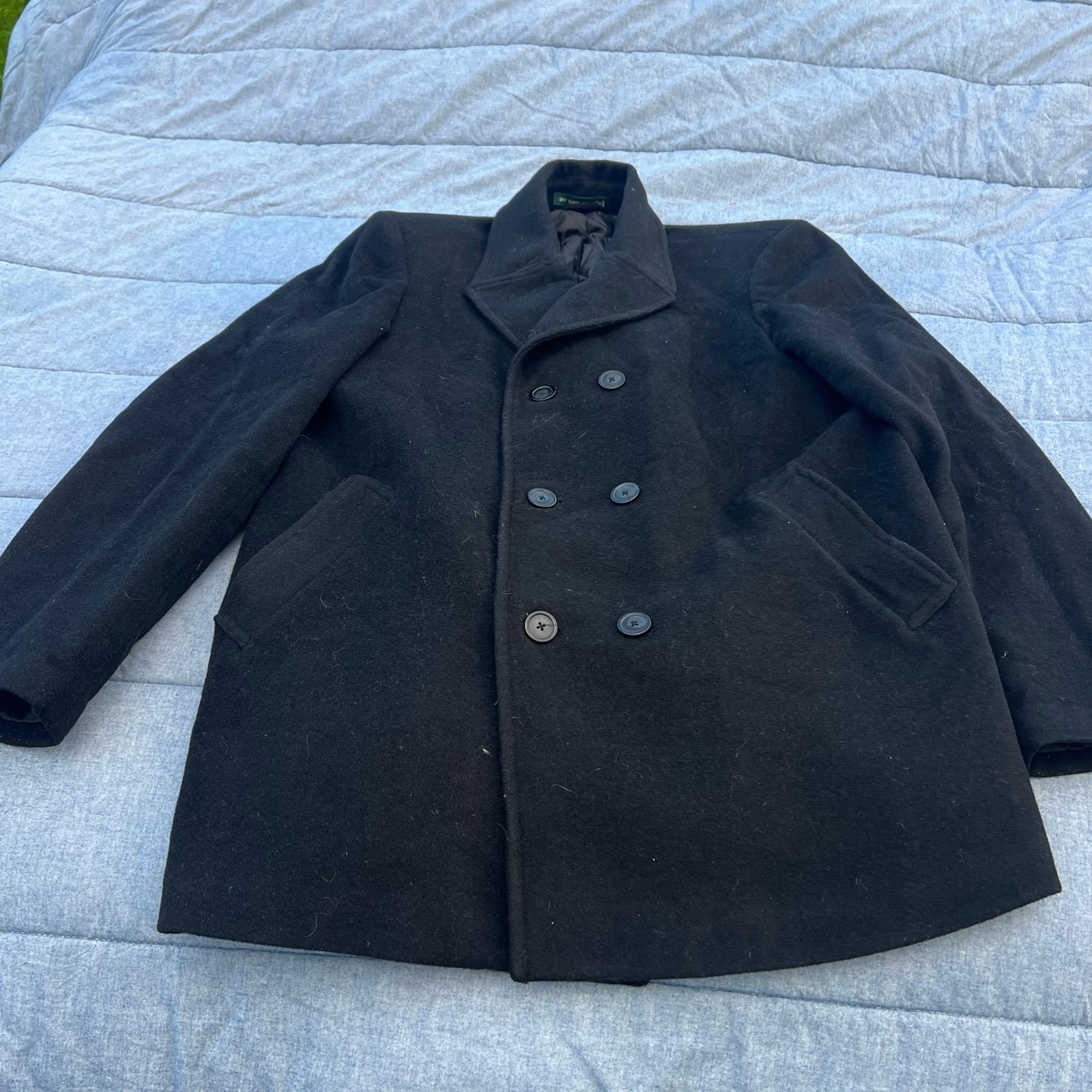 Lauren Ralph Lauren Black 100% Wool Pea Coat Size 44L