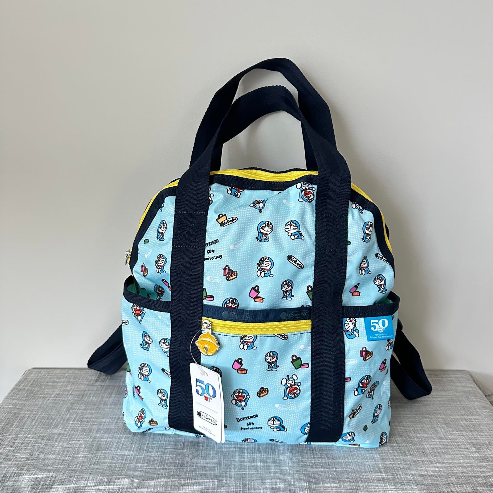 Lesportsac Doraemon Double Trouble Backpack Travel Bag with Charm NWT