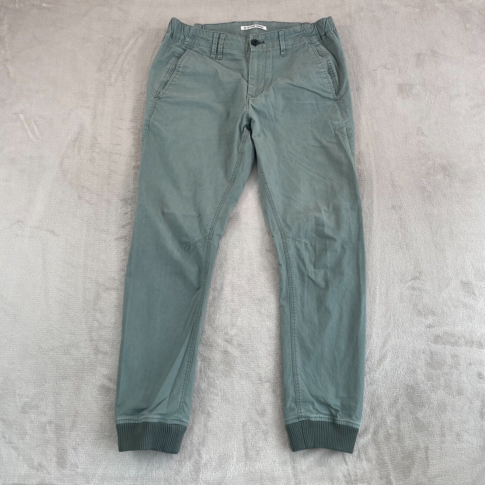 G Star Raw Vetar Cuffed Slim Chino Pants Men 32x30 Green Fitted Waistband 150