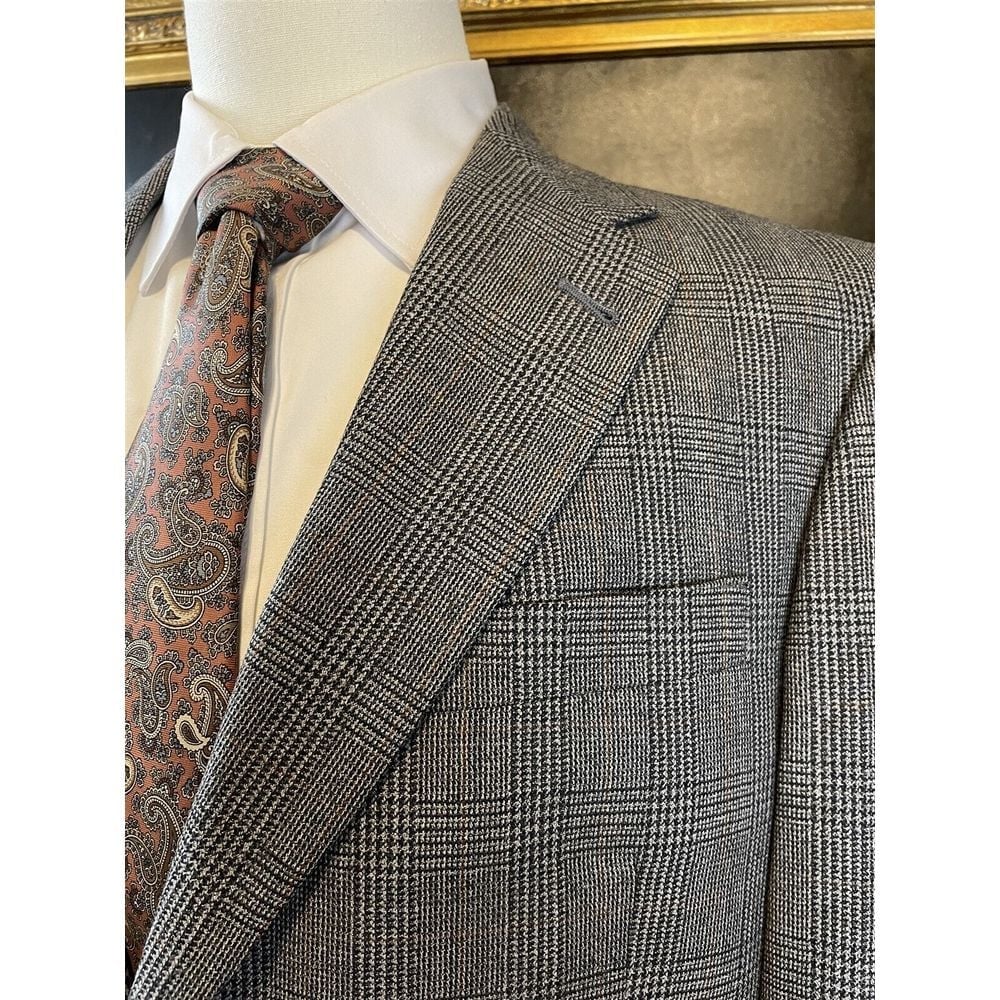 VTG Hart Schaffner Marx 42R 41R USA MADE Smooth Tweed Wool Gray Check Blazer