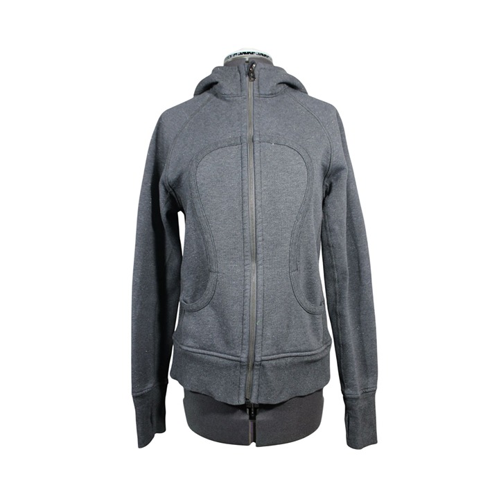 Lululemon women's Scuba Hoodie gray sparkle cotton fleece full zip jacket 8