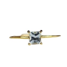 14k Yellow Gold 1.10Ct Natural Princess Cut Sky Blue Topaz Solitaire Ring