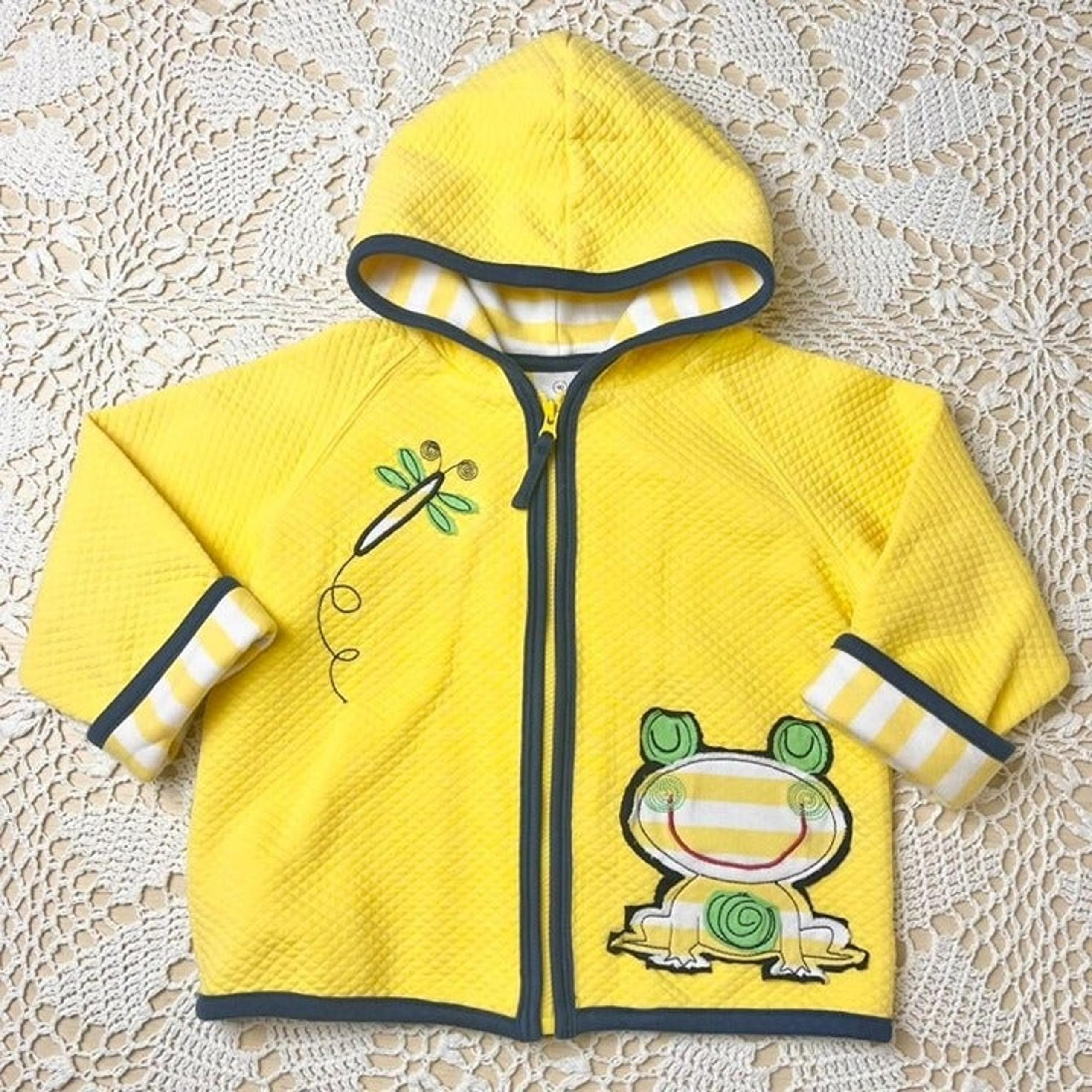 Hanna Andersson Baby Girl 3 Years Quilted Frog Applique Hooded Jacket Size 90