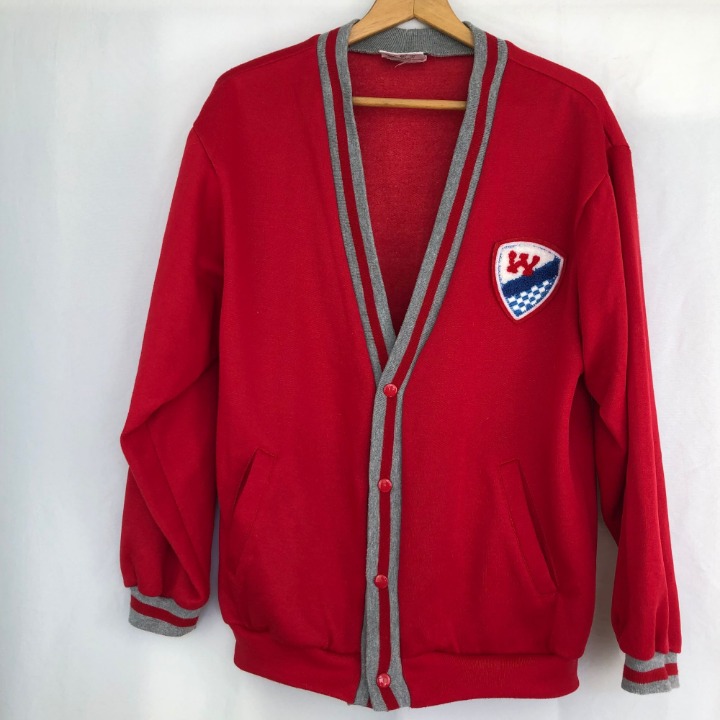 Vintage School Jacket Varsity Snap Closure Embroidered Patch Large