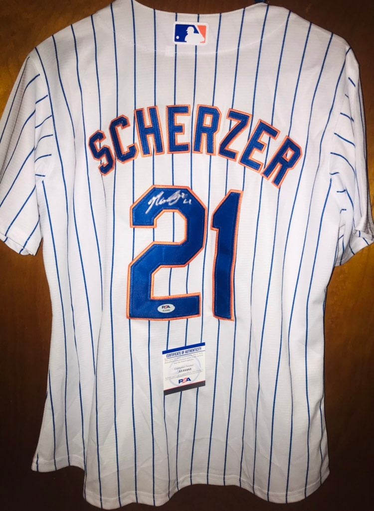 MAX SCHERZER NEW YORK METS STAR SIGNED AUTOGRAPHED XL JERSEY PSA/DNA COA RARE!