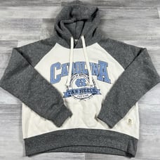 Women's Pressbox Cream/Heather Gray North Carolina Cody Tri-Bend Raglan Pullover