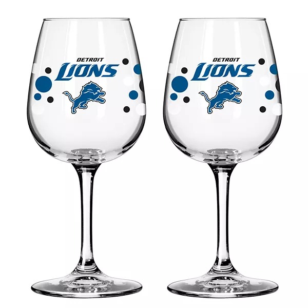 Detroit Lions Pokadot Wine Glass 12 Oz. 2 Pack