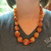 Vtg Amber Lucite beaded necklace 24”