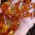 Vtg Amber Lucite beaded necklace 24”
