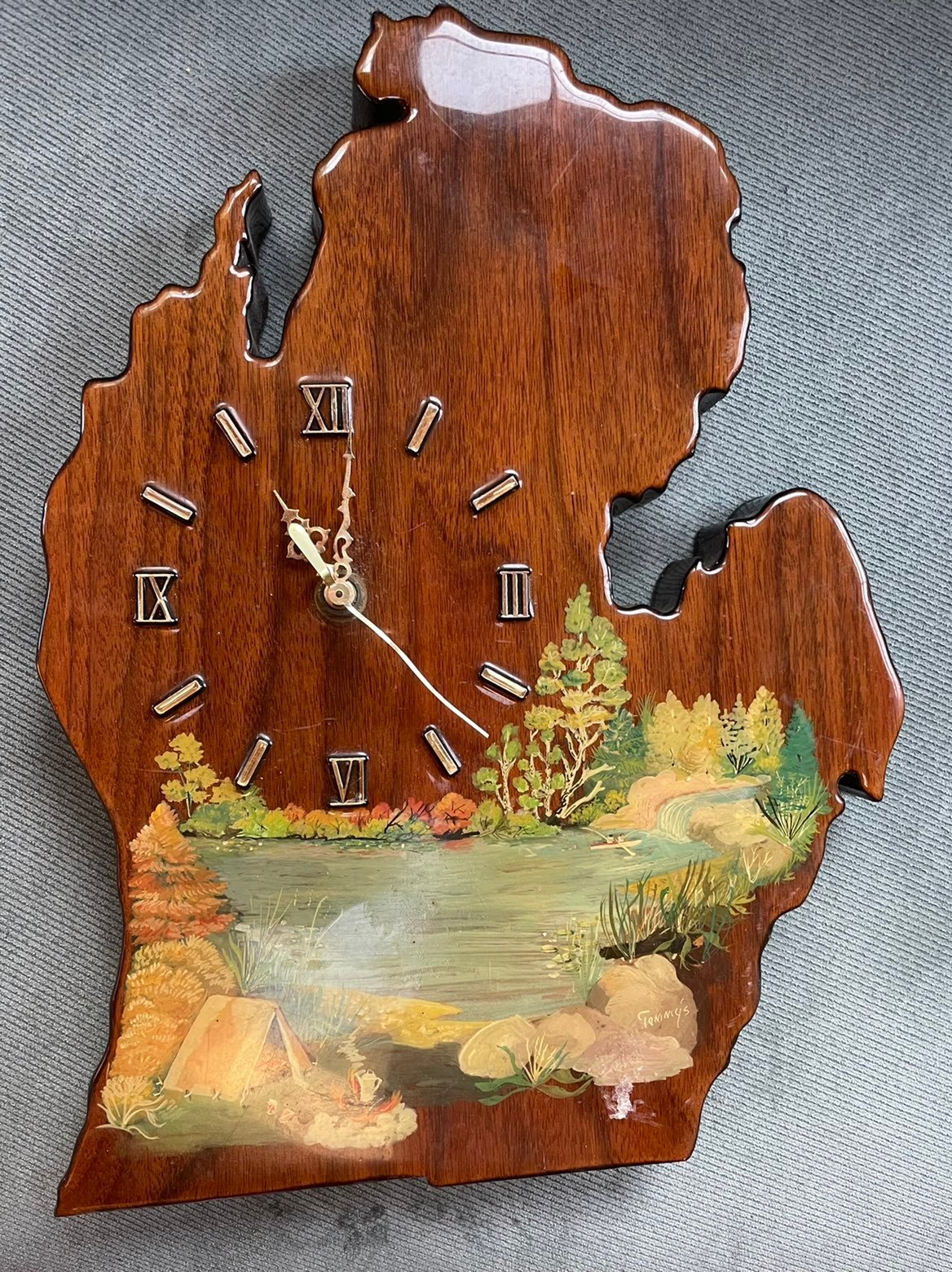 Vintage Lower Michigan Hand-painted clock