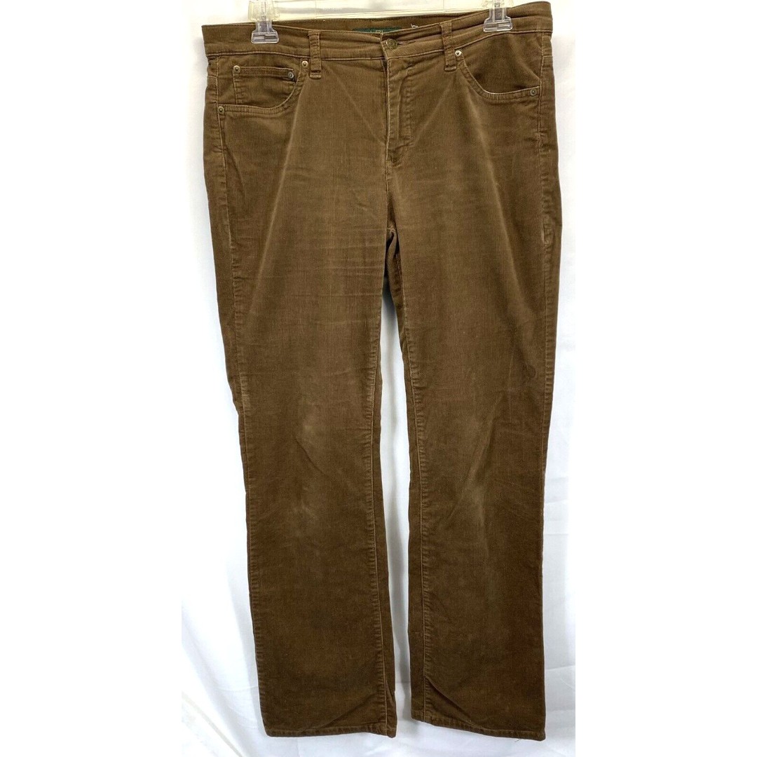 Lauren Ralph Lauren Women's 12 Brown Stretch Corduroy Straight Leg Casual Preppy