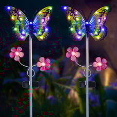 2 Pack Solar Metal Butterfly Decorative Lights - Colorful