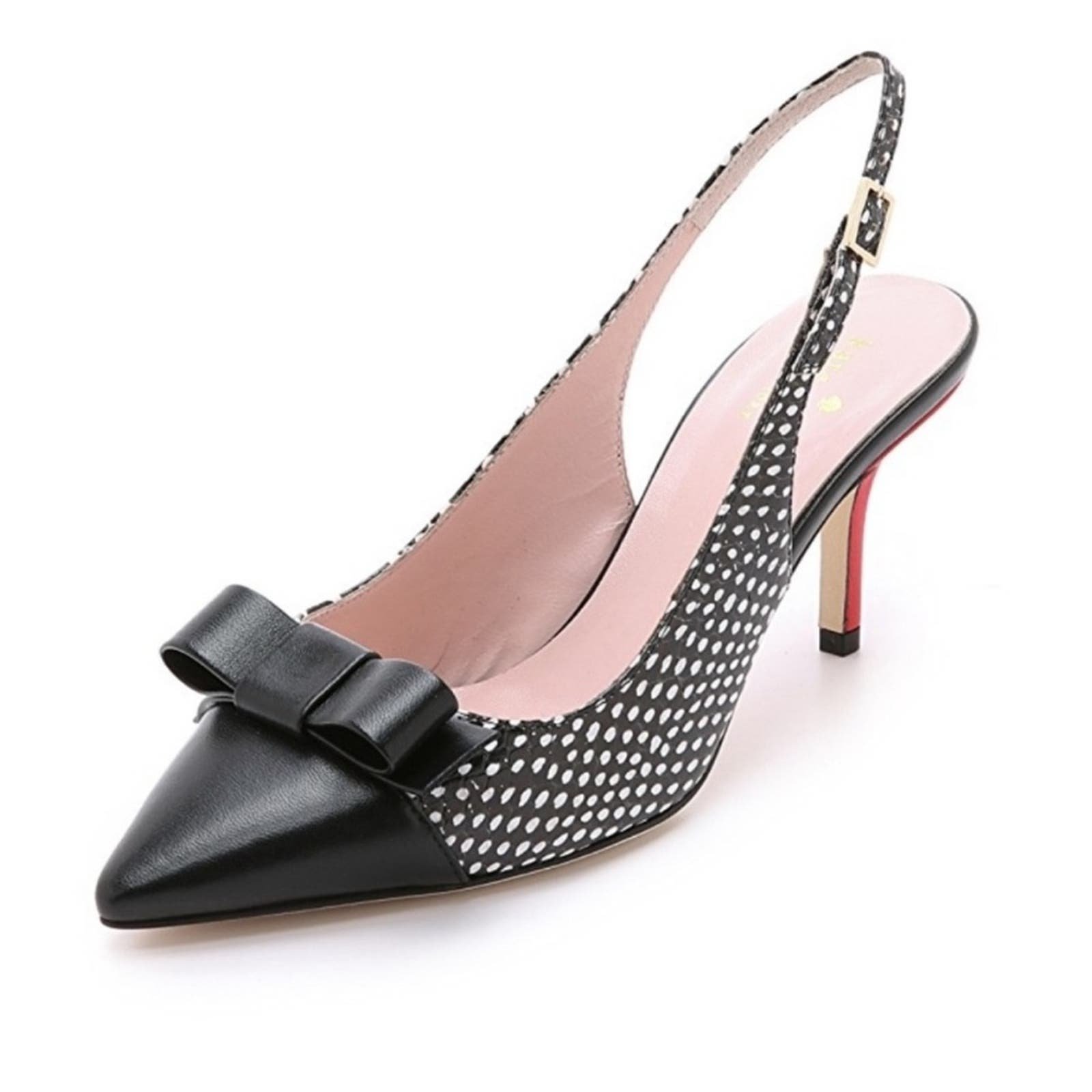 Kate Spade women's Jannah black&white snake print leather red heels sling back 6