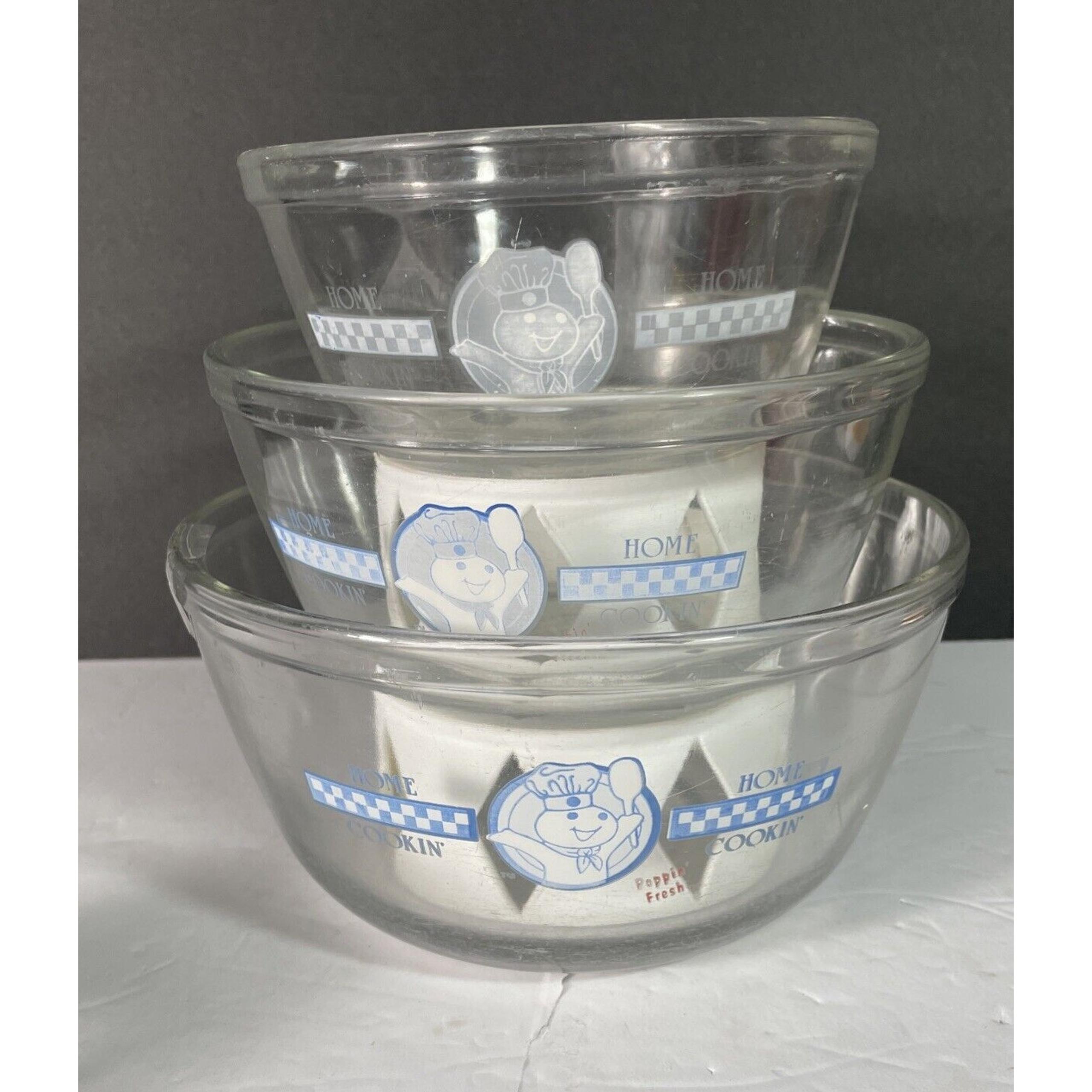 Anchor Hocking Set If 3 Phillsbury Dough Boy Mixing Bowls
