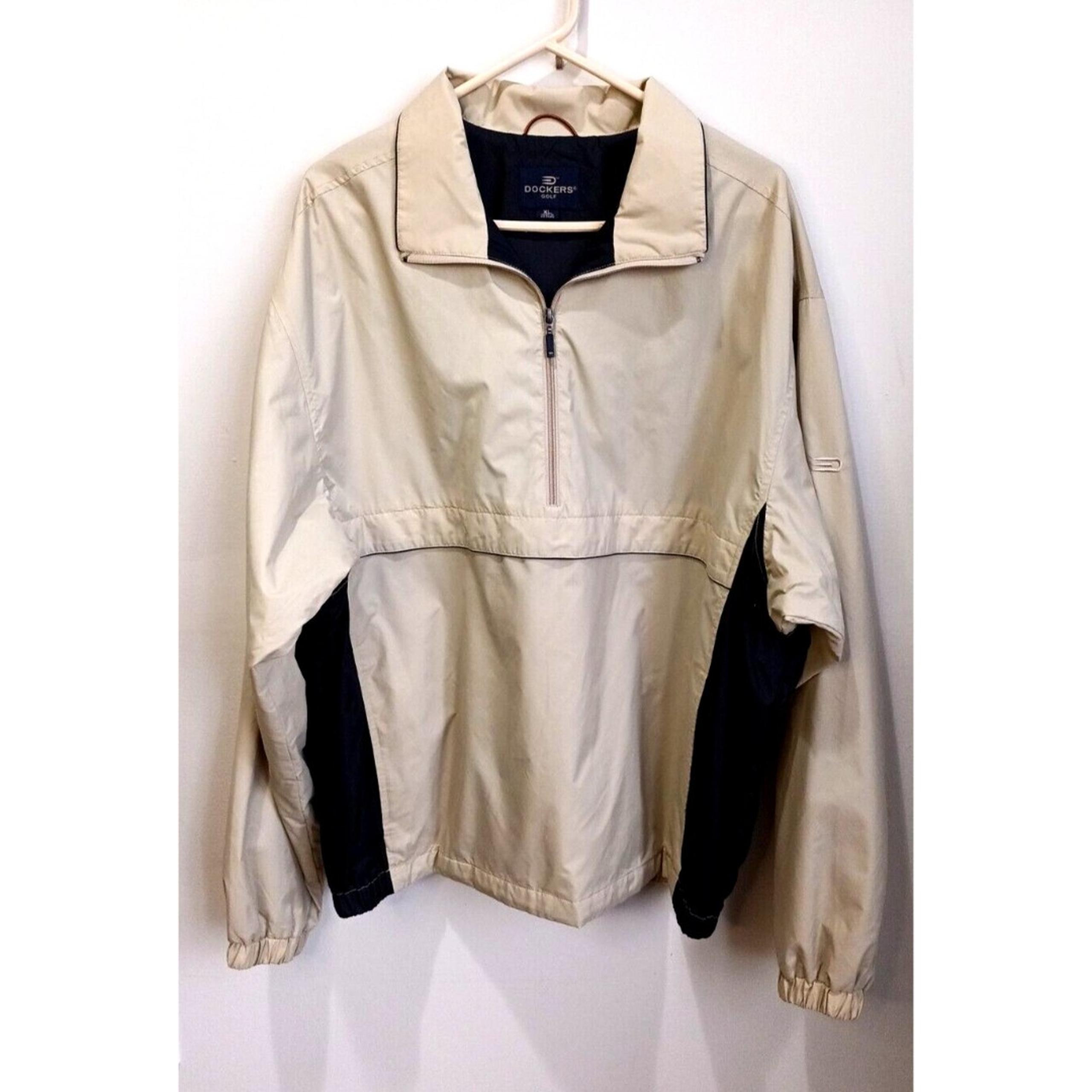 Dockers Golf Men's Beige Quarter Zip Windbreaker XL with Pockets