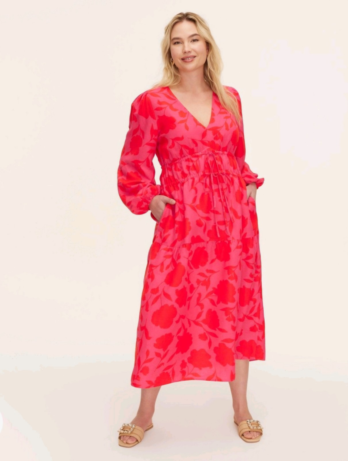 Women's Classic Rose Linen Long Sleeve Maxi Dress - Kate Spade New York x Target