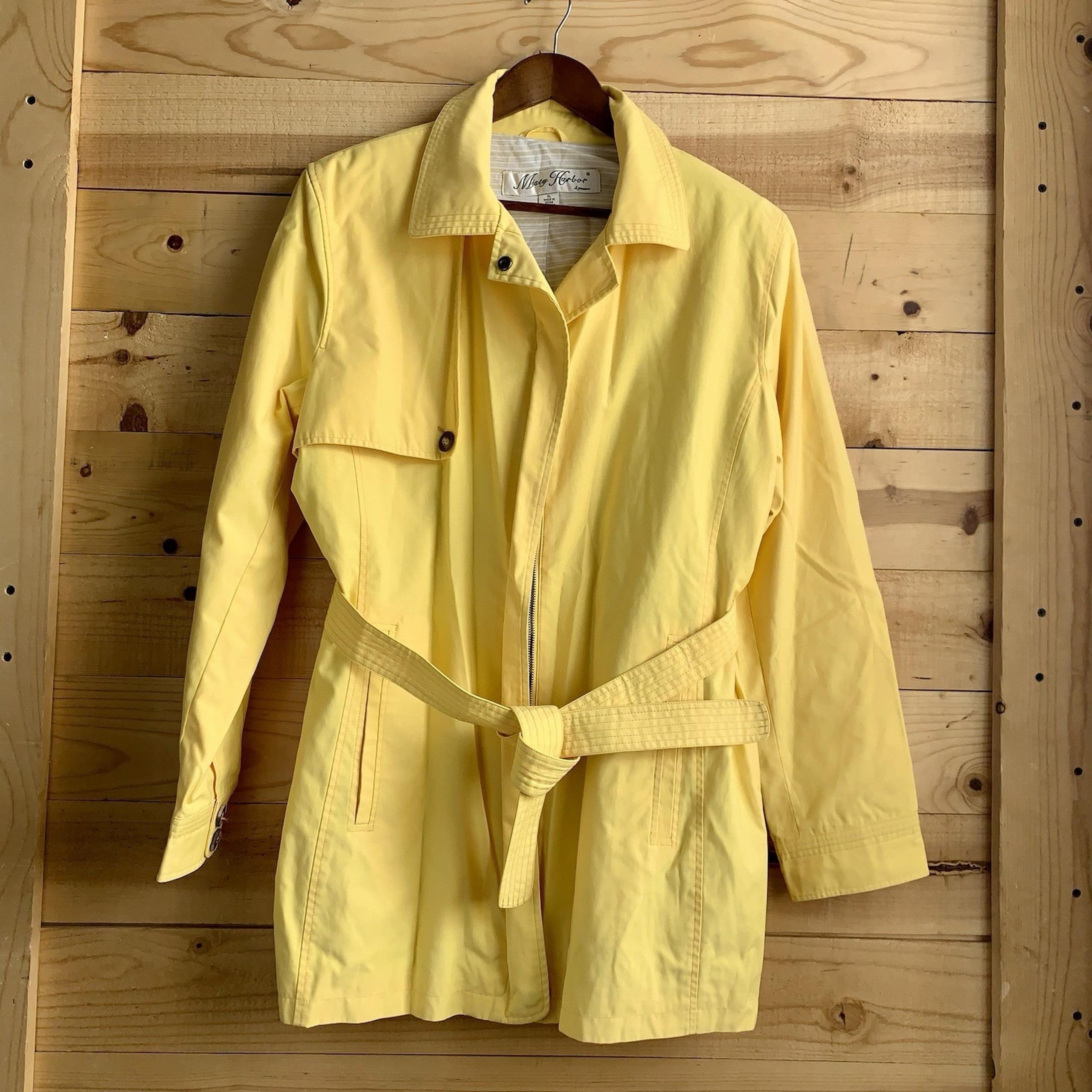 Misty Harbor Women's XL Trench Rain Coat Yellow Color Block