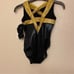 GK Elite gymnastics leotard black gold custom practice v neck omega child CM