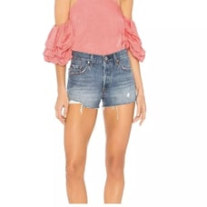 NWT LEVI'S Button Fly 501 Shorts High Rise Distressed Straight Leg 31