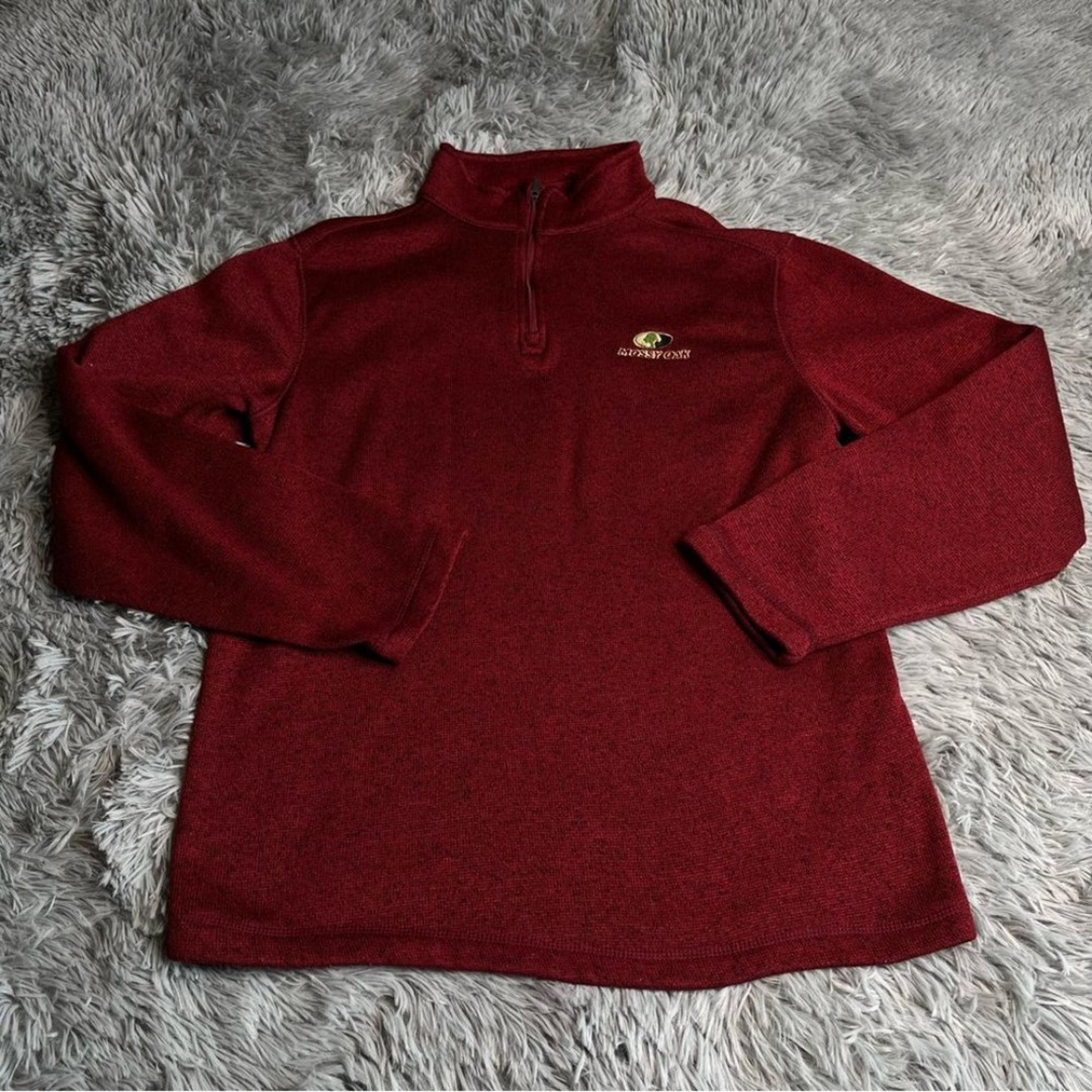 Mossy Oak Pullover Sweatshirt Mens Medium Quarter Zip Red Logo Long Sleeve