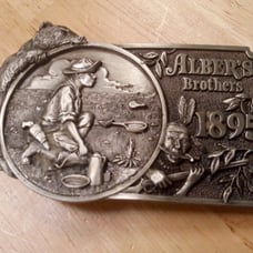 ALBER'S Brothers 1895 Pewter Metal Belt Buckle Siskiyou 1981