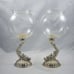 Vintage Dragon Koi Fish Decorative Brass Candle Holder Dolphin Globe Glass Bowl