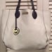 Rare MICHAEL KORS 2pc Leather NAVY/WHITE Reversible Tote Handbag w/Zip Pouch EuC