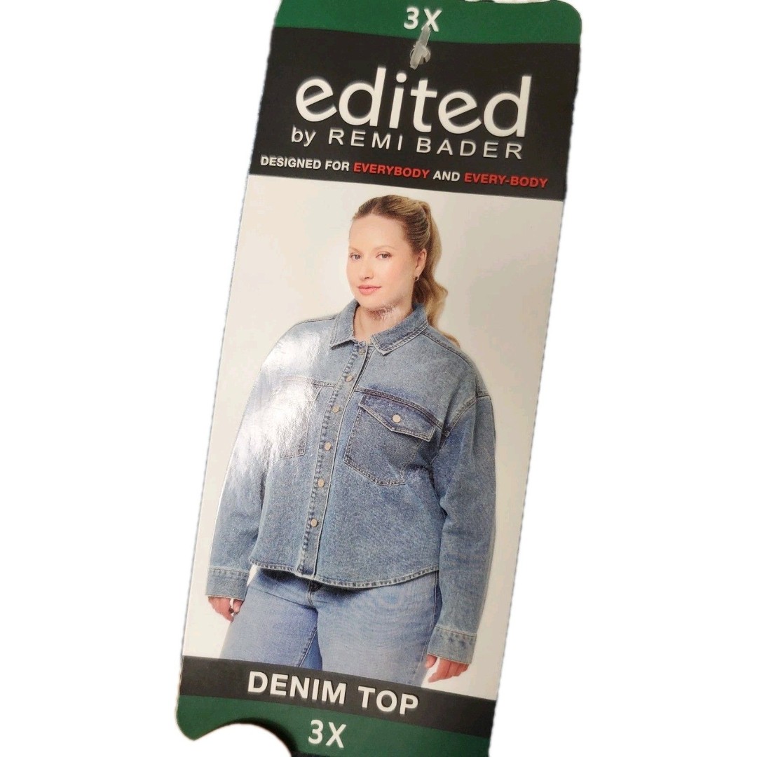 Edited by Remi Bader Curved High-Lo Hem Women's Denim Top Sz 3X NWT MSRP 98.00
