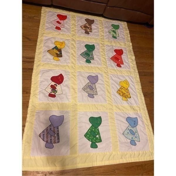 Prairie girl yellow quilt blanket 60x40”