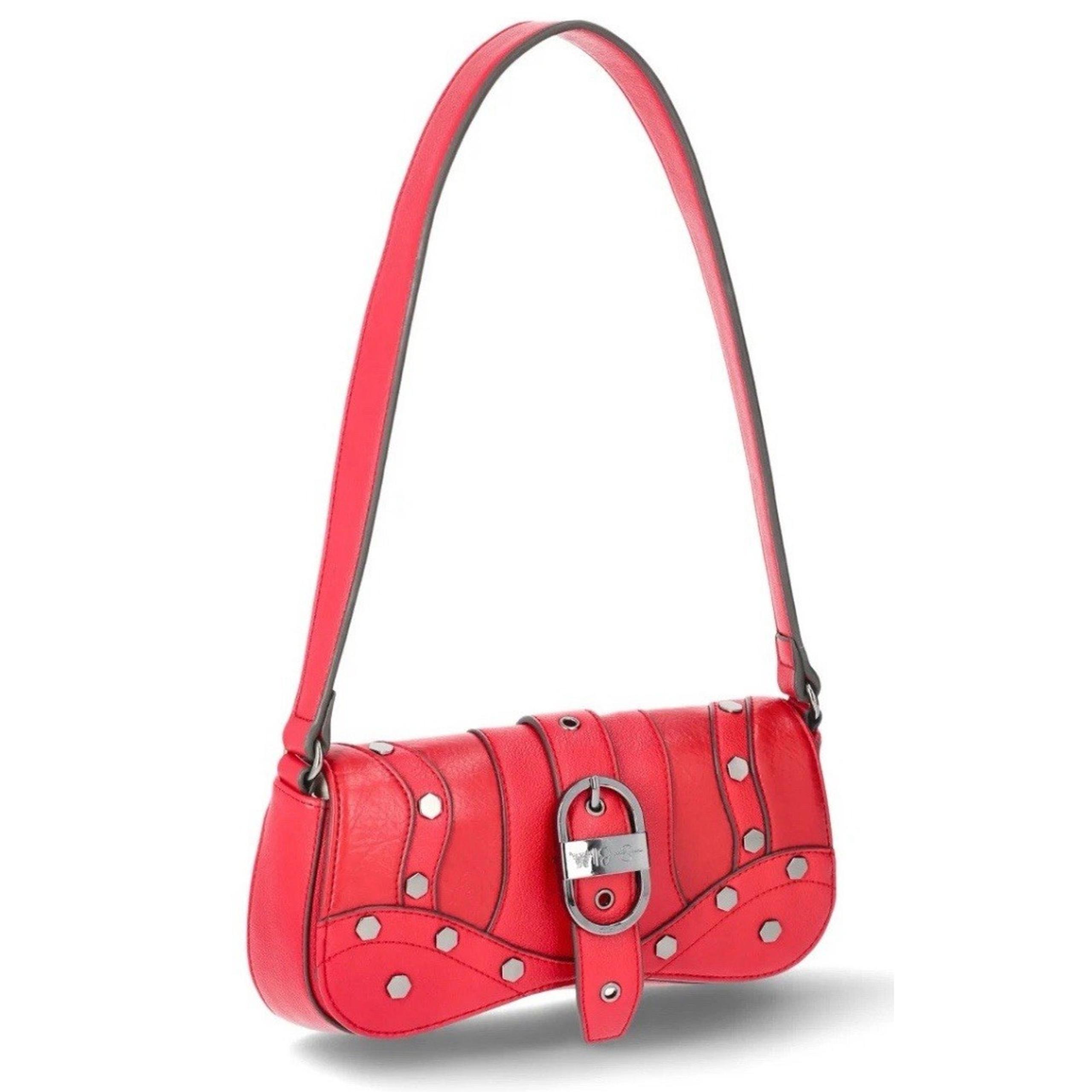 JESSICA SIMPSON Women’s Courtney Flap Shoulder Handbag Faux Leather 
Tango Red