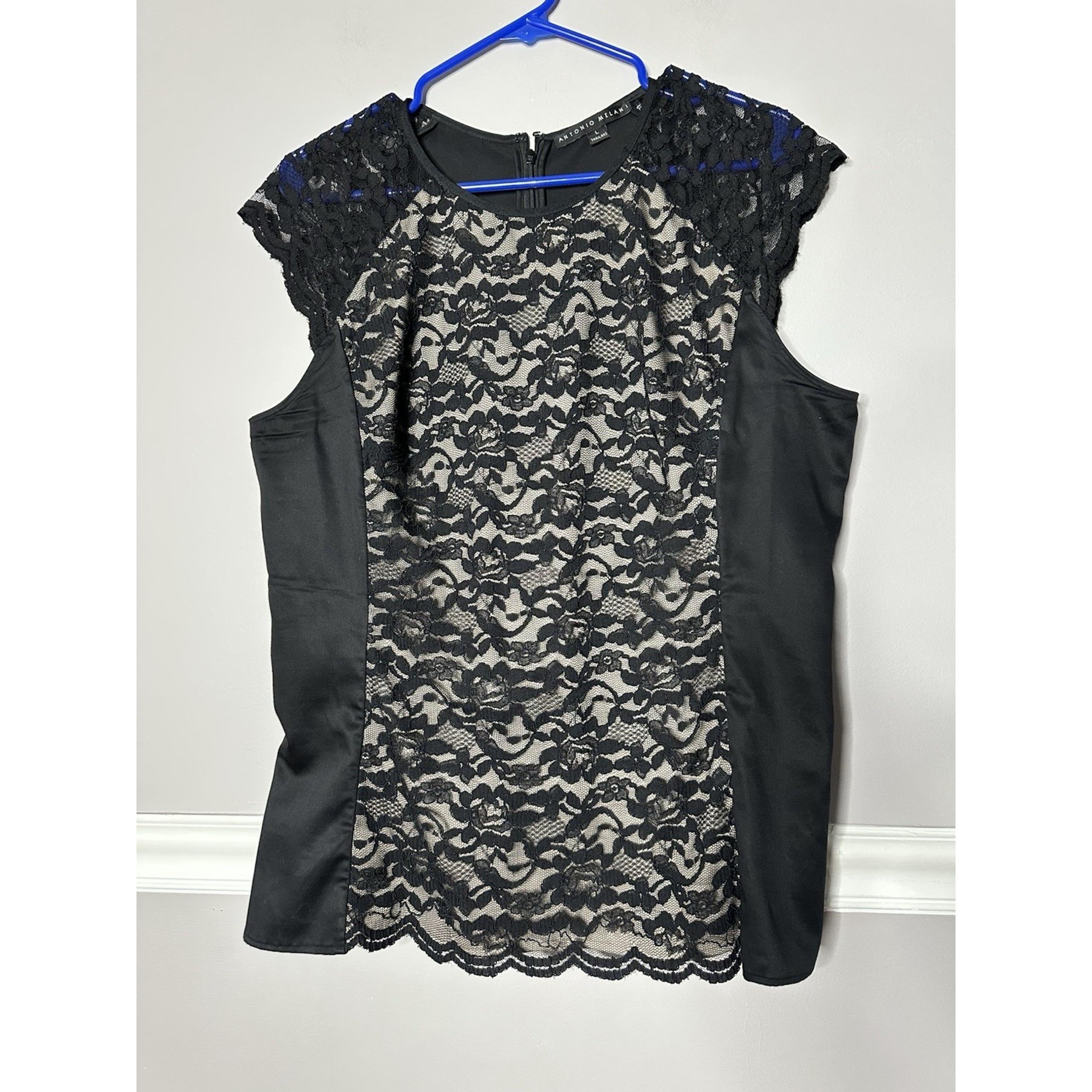 Antonio Milani Women's Blouse Lace Zip Vampire Diaries Cami Cap Sleeves Witchy