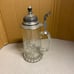 Vintage Glass Beer Stein with Ornate Pewter Lid Crystal Cut Design