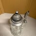 Vintage Glass Beer Stein with Ornate Pewter Lid Crystal Cut Design