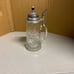 Vintage Glass Beer Stein with Ornate Pewter Lid Crystal Cut Design