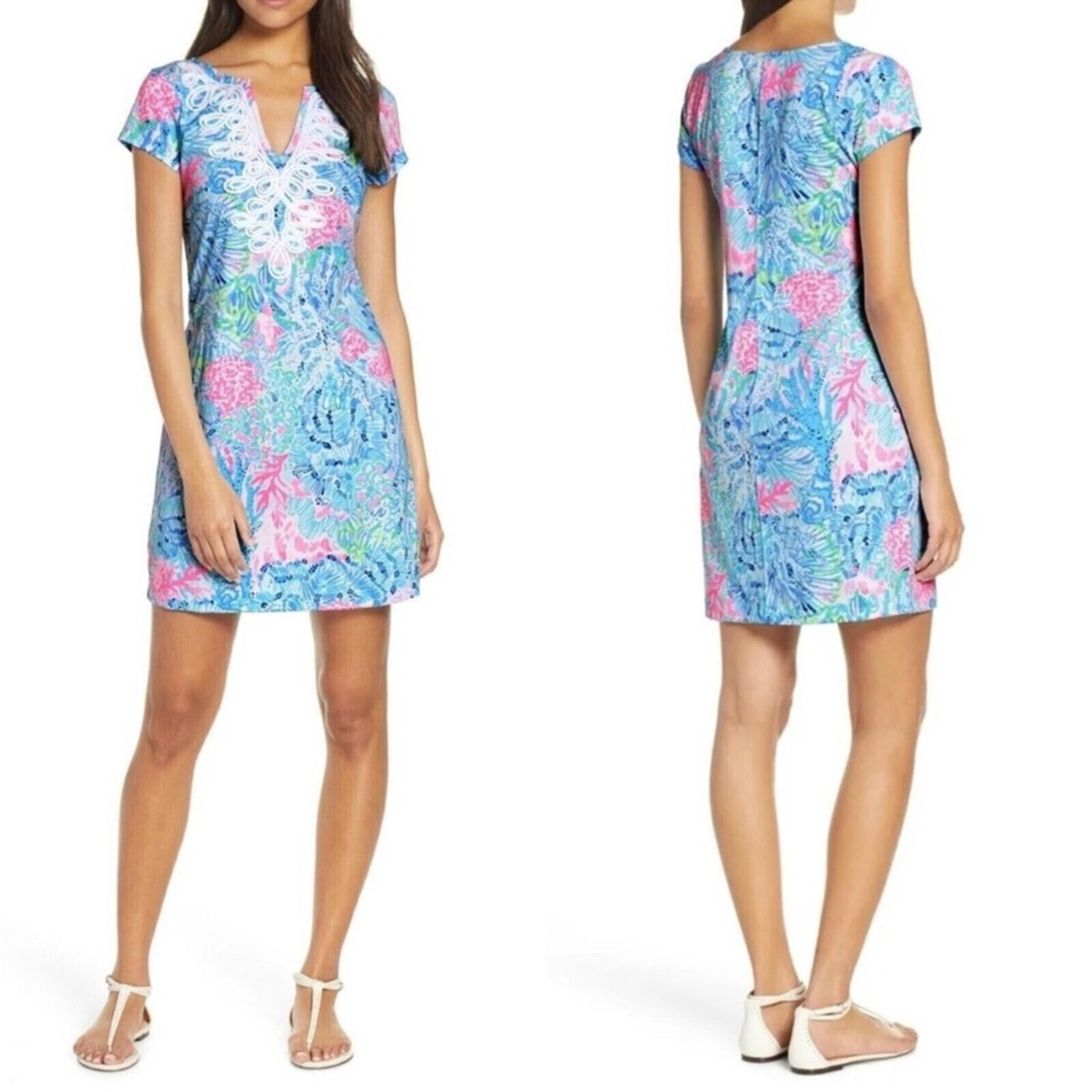 Lilly Pulitzer Women's Blue/Pink Brewster mini dress cotton multi sink or swim S