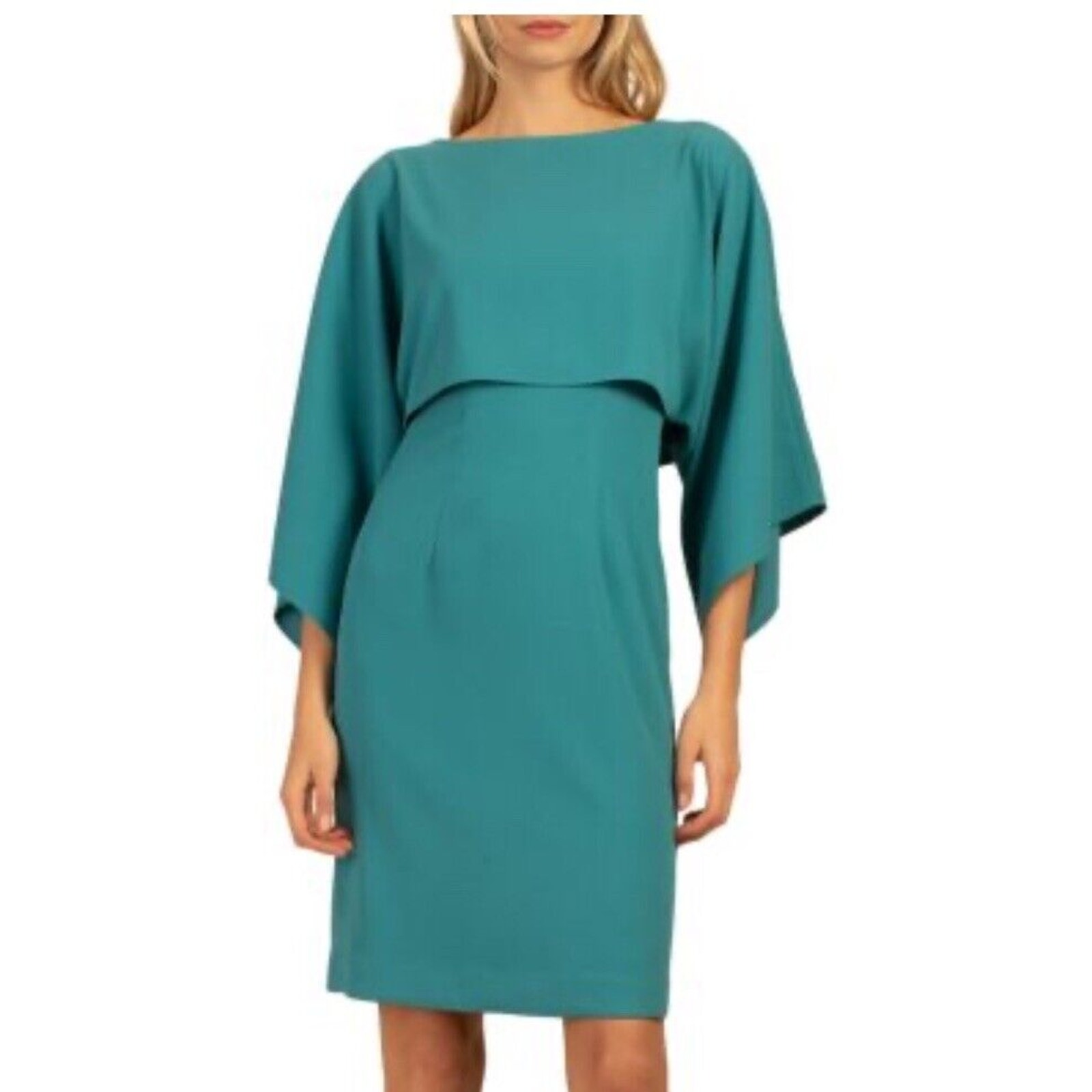 Trina Turk Shalee Sheath Dress Office Size 12 Turquoise NWT Carena Crepe Fabric