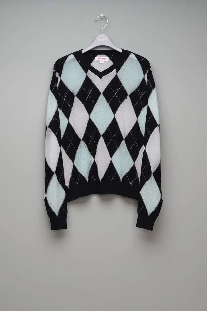 MASU 25SS REVERSED ARGYLE SWEATER Crewneck