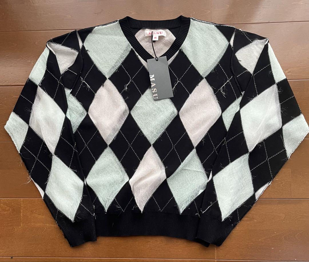 MASU Reversed Argyle Sweater Yellow _ FASCINATE Osaka Japan